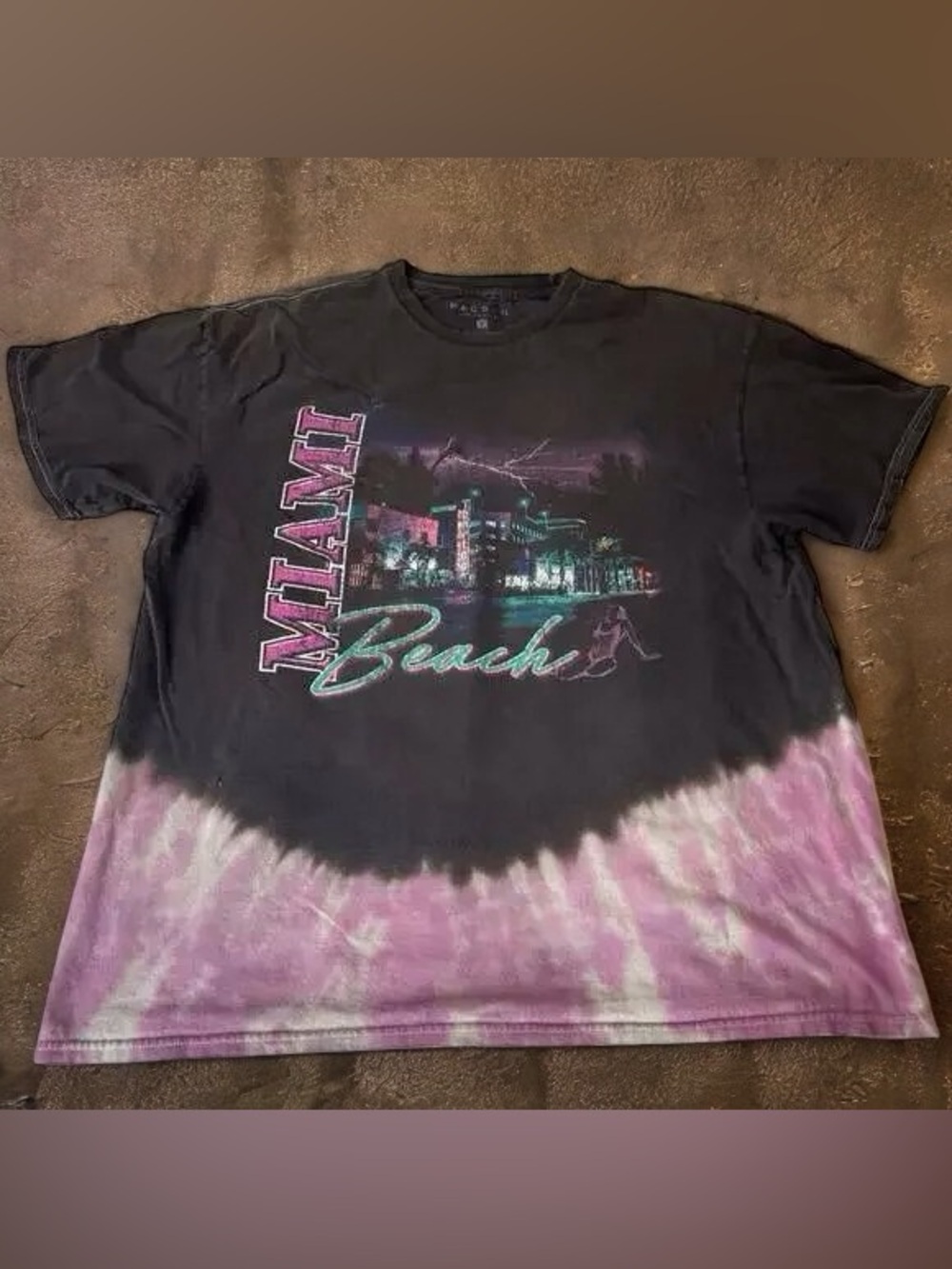 💕Miami Beach Tie-Dye Short Sleeve Tee - Black & Purple